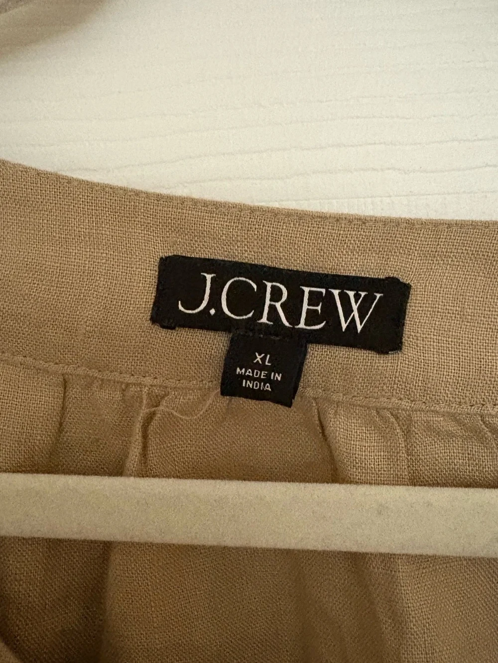 J. Crew Harvest Tan Linen V-Neck Flutter Sleeve Top